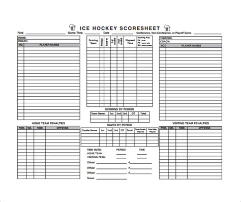 Hockey Score Sheet Template