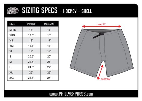 Hockey Shell Size Chart