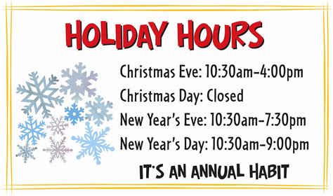 Holiday Hours Sign Template