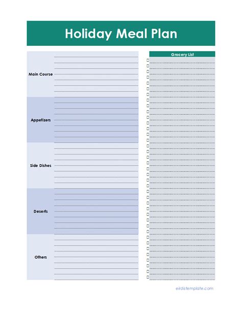 Holiday Meal Planner Template