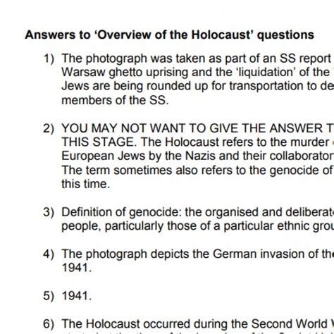 Holocaust Questions And Answers Wikispaces Epub