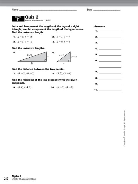 Holt Algebra 1 Chapter 11 Quiz Answers Doc