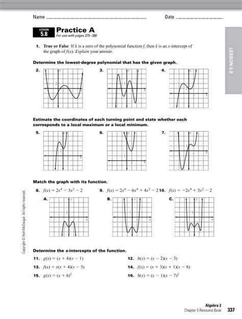 Holt Algebra 2 Answer Key Worksheets PDF