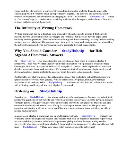 Holt Algebra 2 Homework Answers Epub