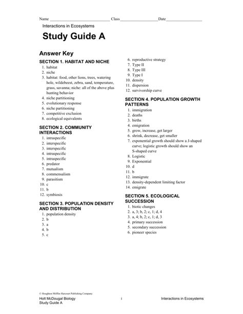 Holt Biology Answer Key Populations And Communities PDF