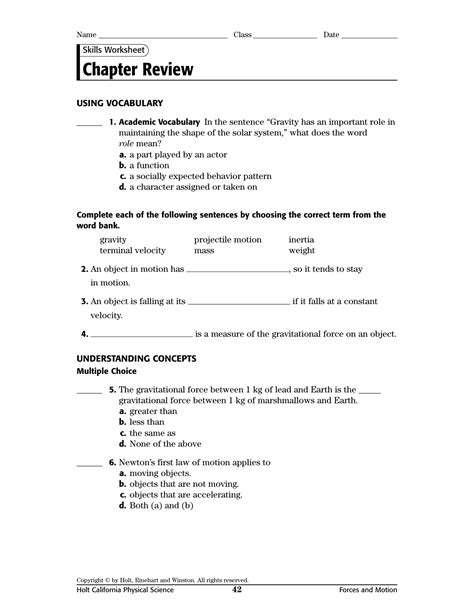 Holt California Physical Science Chapter Review Answer Key Doc