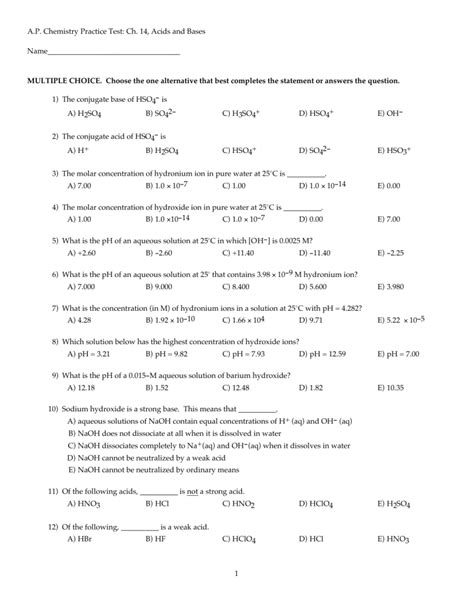 Holt Chemistry Acids And Bases Test Answers Kindle Editon