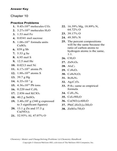 Holt Chemistry Chapter 10 Answer Key PDF