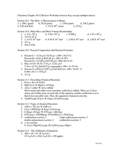 Holt Chemistry Concept Review Classifying Chemical Reactions Answers Doc