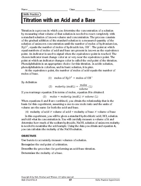 Holt Chemistry Titration Acid Bases Lab Answers Doc