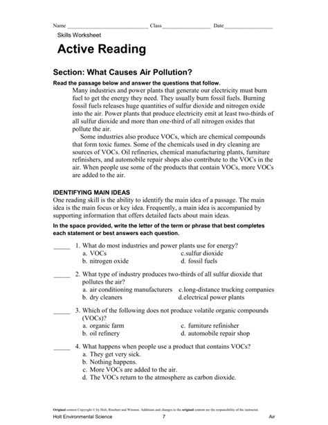 Holt Environmental Science Active Pollution Answer Reader