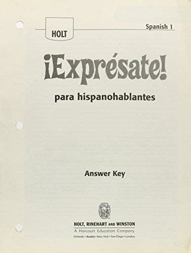 Holt Expresate Spanish 1 Answers Epub