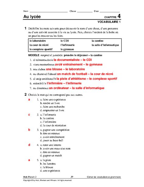 Holt French 2 Grammaire Answers Kindle Editon