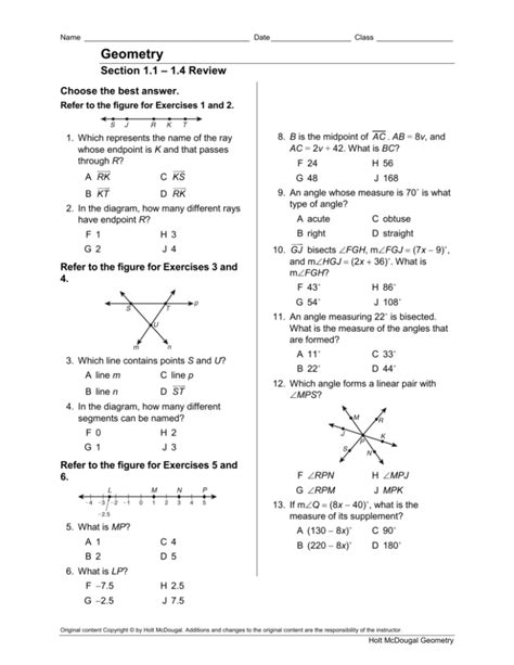 Holt Geometry Answers Lesson 11 1 Reader