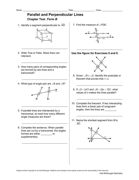 Holt Geometry Chapter 3 Test Answers Form Epub