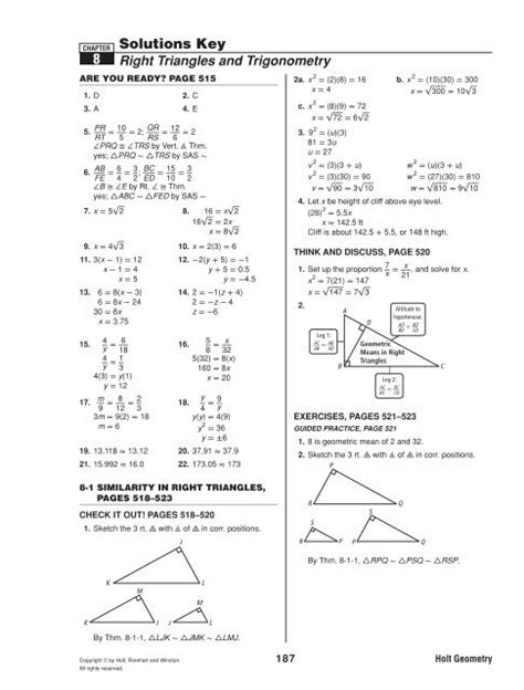 Holt Geometry Chapter 8 Answers Doc