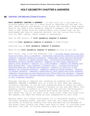 Holt Geometry Chapter 8 Cumalative Answers Reader