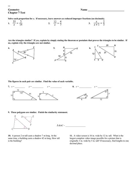 Holt Geometry Chapter7 Cumulative Test Answers Doc