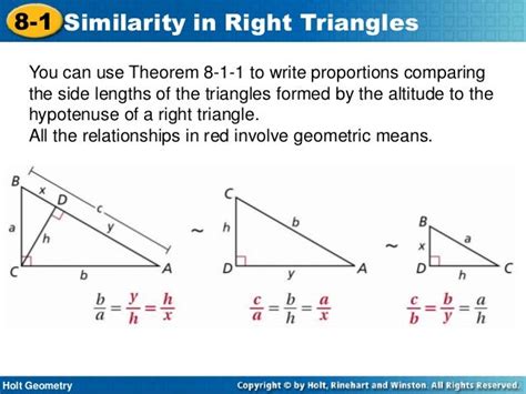 Holt Geometry Lesson 8 1 Similarity In Right Triangles Answers Doc