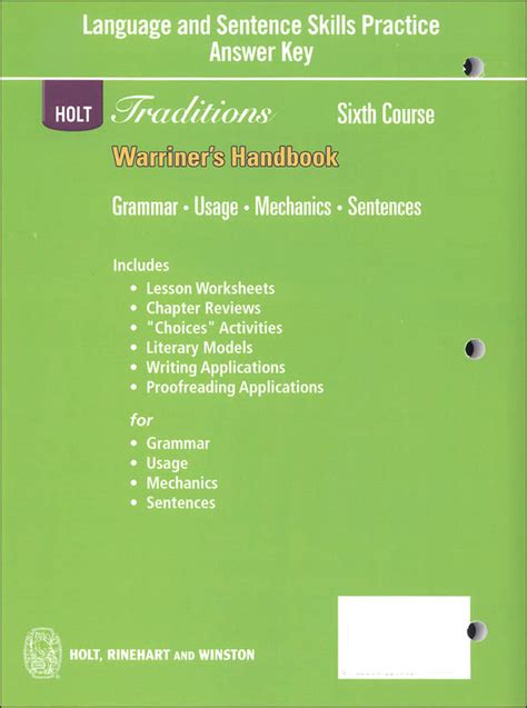 Holt Handbook Sixth Course Answer Key Pdf Doc