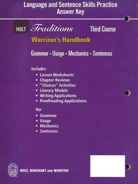 Holt Handbook Third Course Answer Key Grammar Epub