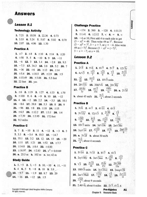 Holt Mcdougal Florida Pre Algebra Answer Key Reader