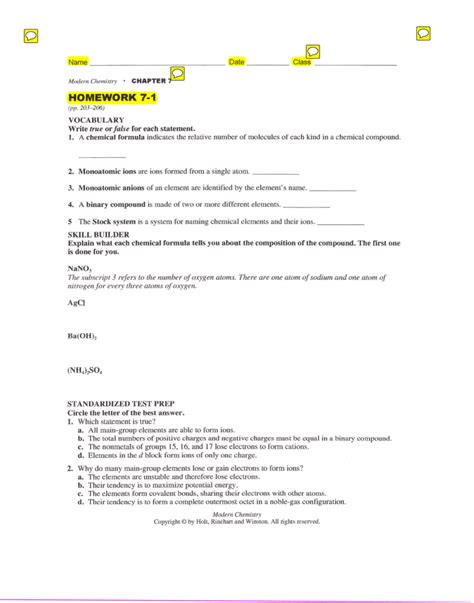 Holt Modern Chemistry Chapter 7 Test Answers PDF