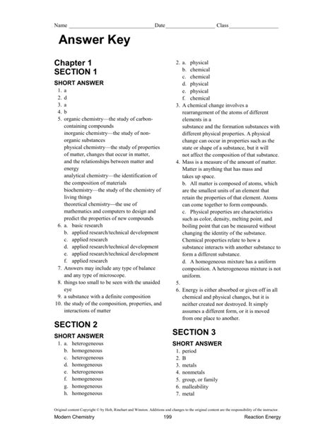 Holt Modern Chemistry Test Answers Key Epub