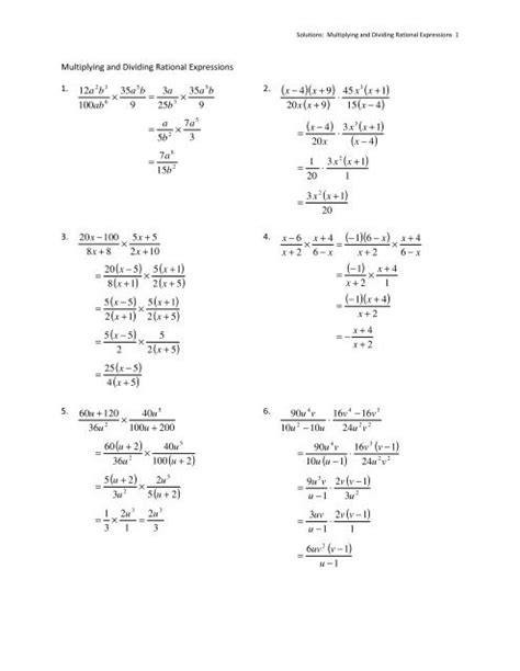 Holt Multiplying And Dividing Rational Expressions Answers Reader