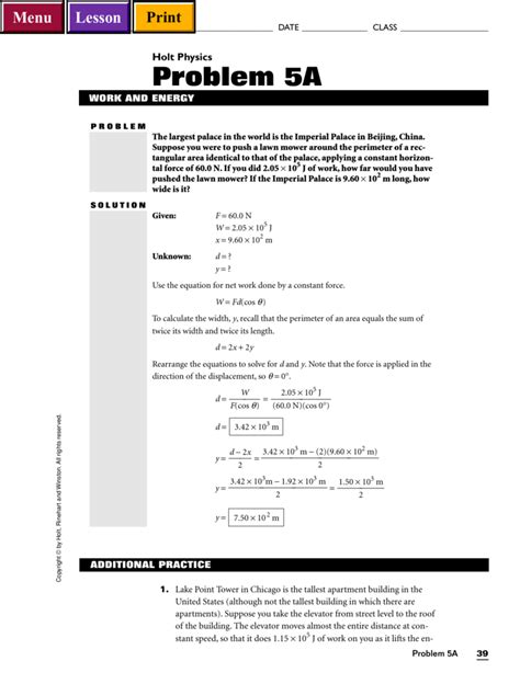 Holt Physics Problem 5a Work Answers Reader