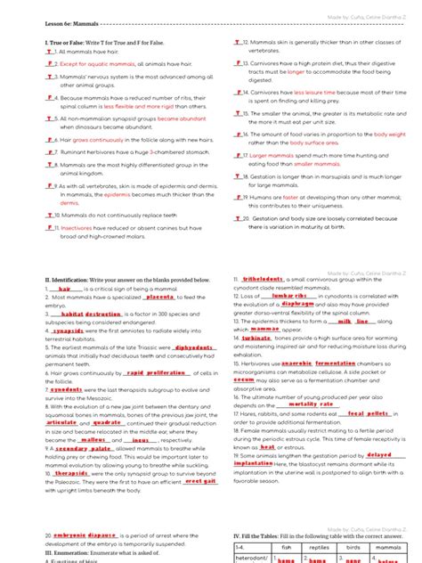 Holt Skills Answer Key Mammals Doc