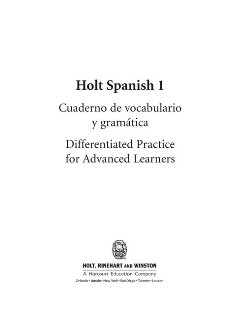 Holt Spanish 1 A Comer Answers Packet Reader