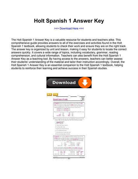 Holt Spanish 1 Answer Key Chapter 6 PDF