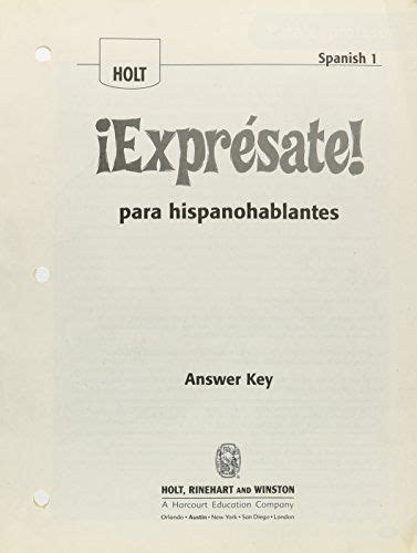 Holt Spanish 1 Text Answers Kindle Editon