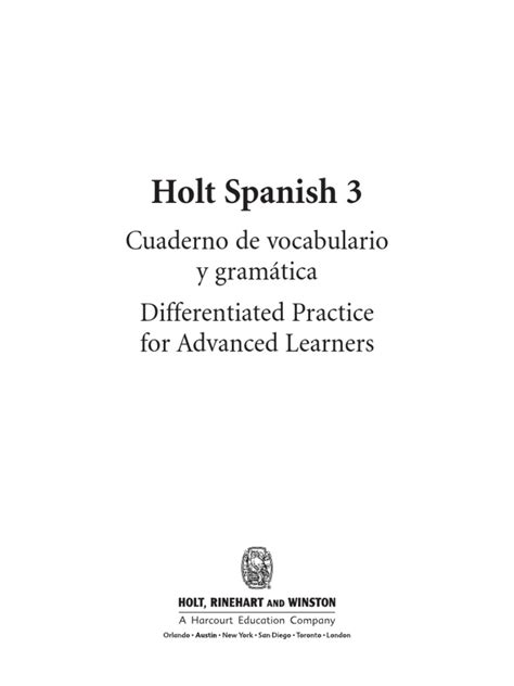 Holt Spanish 3 Grammar Tutor Answers Kindle Editon