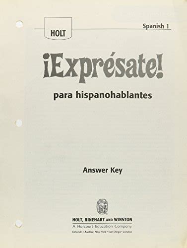 Holt spanish 1 expresate workbook answer key Ebook Kindle Editon