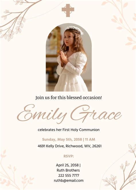 Holy Communion Invitations Templates Free