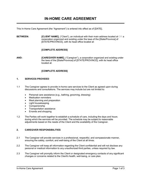 Home Care Service Agreement Template