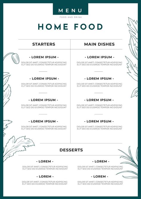 Home Menu Template