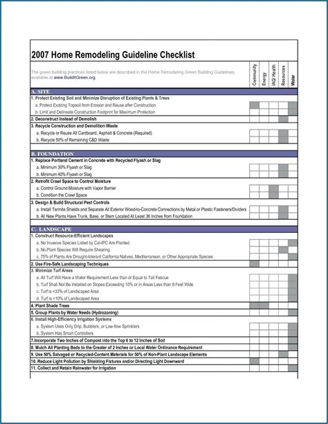 Home Renovation Checklist Template