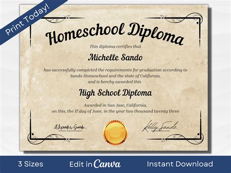 Home School Diploma Template
