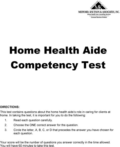 Home health aide competency test answer florida Ebook Doc