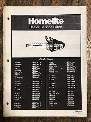 Homelite Chainsaw Service Guide 12 21 1998 ST01371 1 pdf Kindle Editon