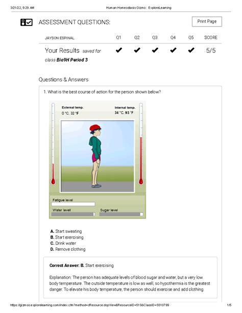 Homeostasis Gizmo Answers PDF