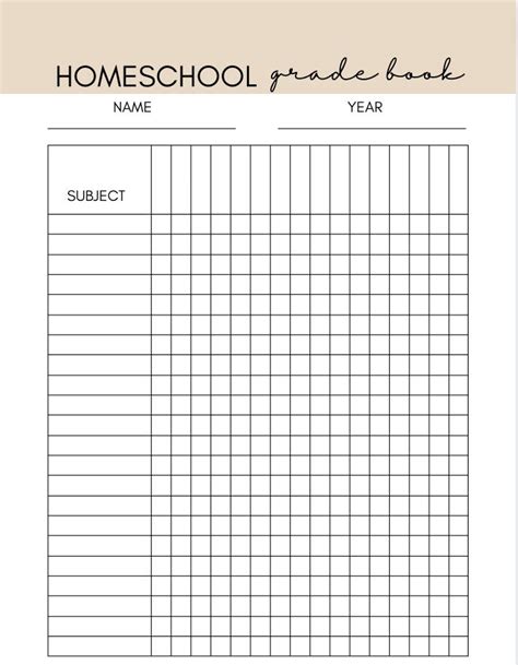Homeschool Grading Template