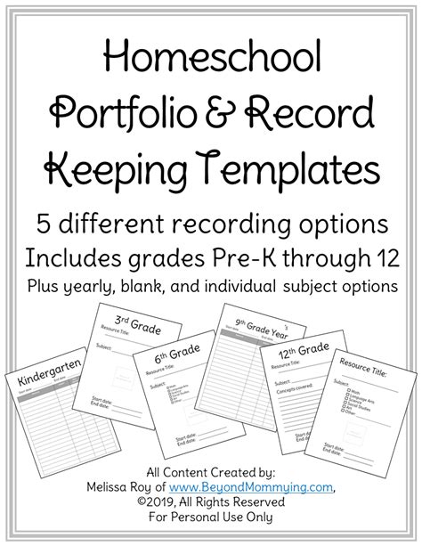 Homeschool Record Keeping Template