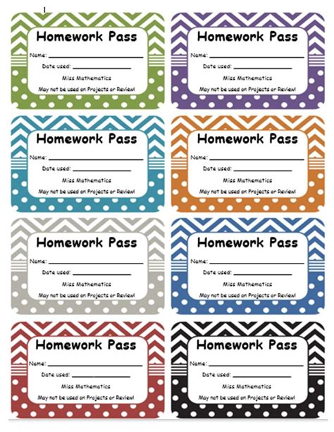 Homework Pass Template