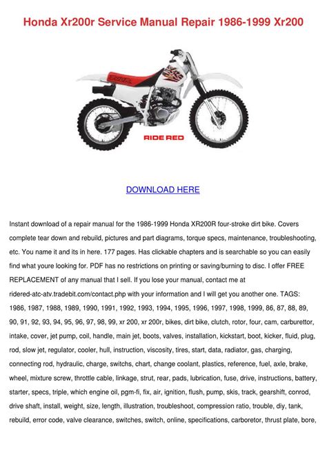 Honda Xr200r Service Manual Repair 1986- 1999 Xr200 PDF Reader