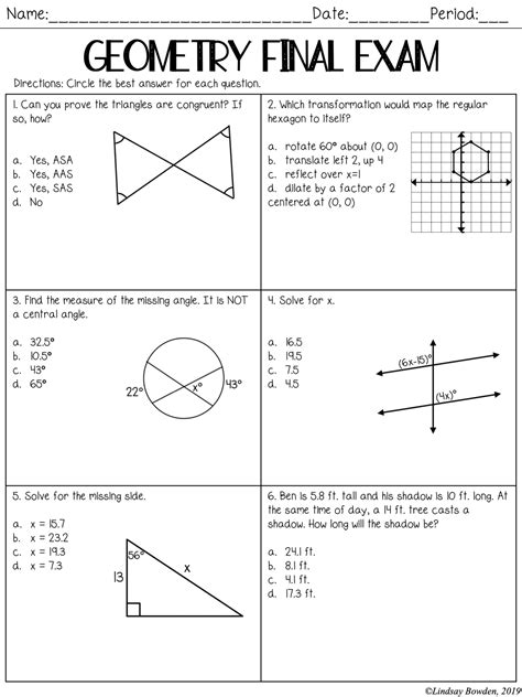 Honor Geometry Final Exam With Answers Reader