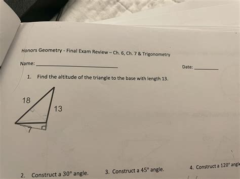 Honors Geometry Final Exam With Answers PDF